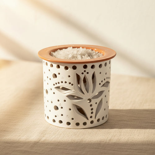 Ceramic Salt Aroma Lamp – Cylinder – Saltora natural mineral wellness product