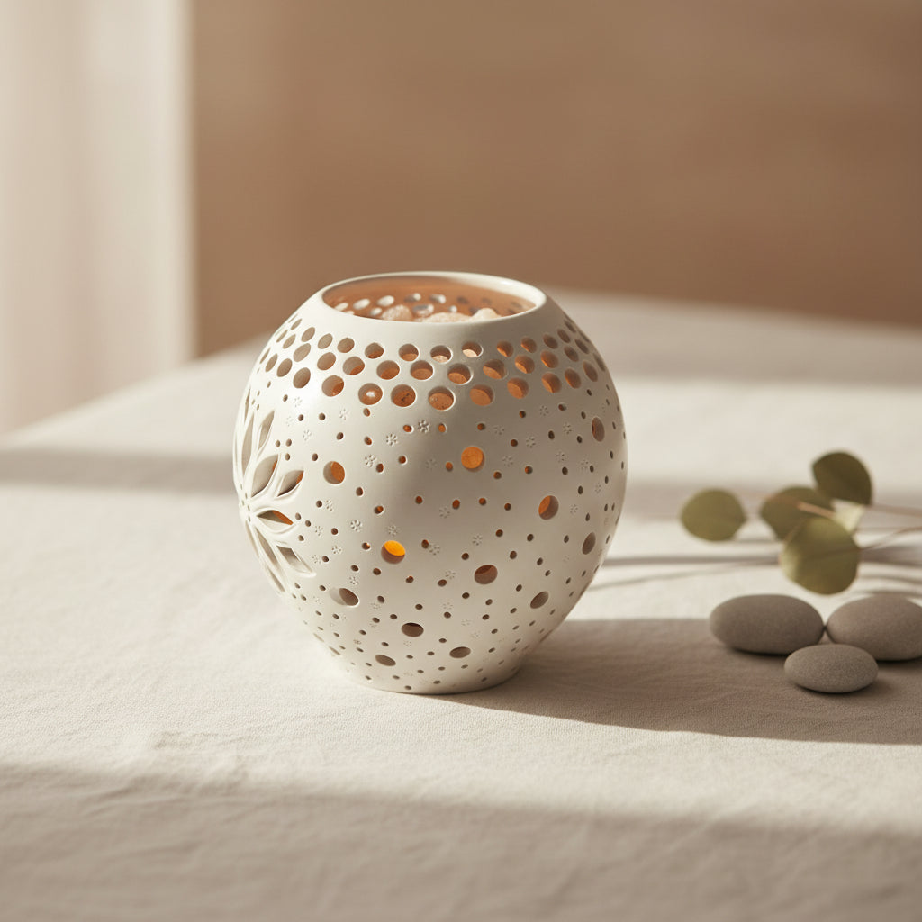 Ceramic Salt Aroma Lamp – Globe – Saltora natural mineral wellness product