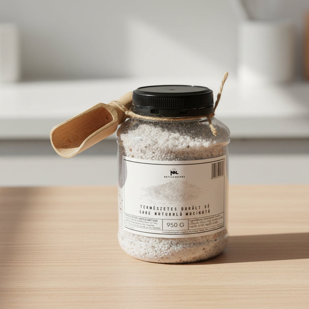 Natural Bath Salt Glass Jar with Wooden Scoop 950 g - Saltora natural bath salt product