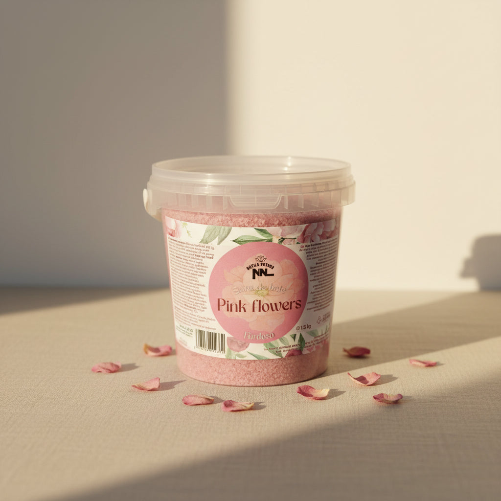 Pink Flowers Bath Salt Bucket 1500g – Saltora natural mineral wellness product